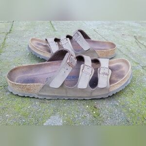 Birkenstock Florida Soft Footbed  3 strap slide sandal Tobacco Brown